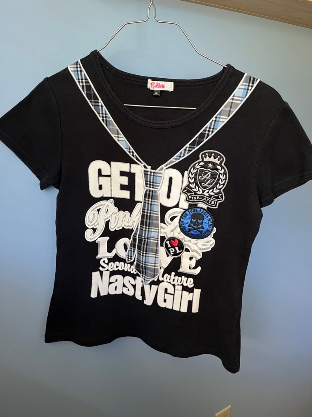 Black Graphic Tie-Accent Tee for Kids